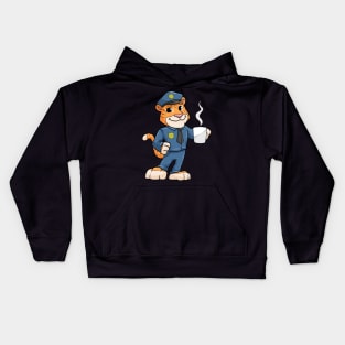 Tiger as Police officer with Police hat and Drink Kids Hoodie